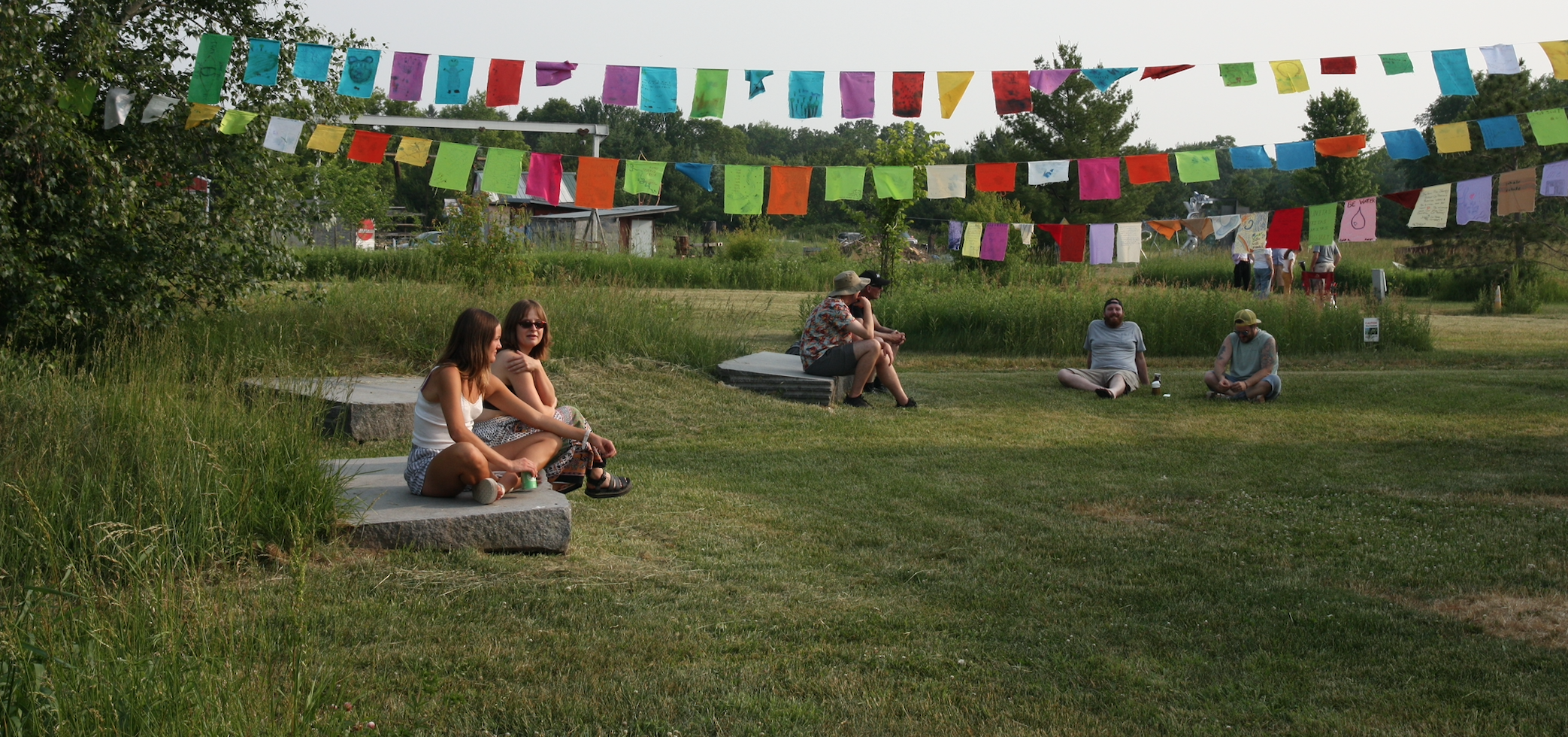 People hanging out at Franconia Sculpture Park